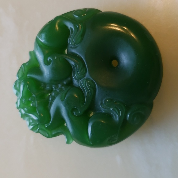 Natural Green Agate Carving the pure handmade woven necklace pendant - Picture 2 of 4